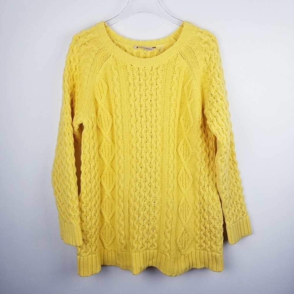 Soft Surroundings Yellow Cable Knit Sweater size XL